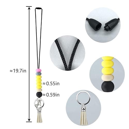 POPLOPP Cute Lanyards for Id Badges and Keys for Women Teacher，Durable Silicone Beaded Breakaway Lanyard with Keychain for Nurse Students Employees Office worker (Yellow) thumbnail 3