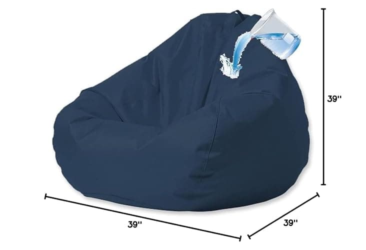 Outdoor Waterproof Bean Bag Cover (No Filler) Garden Beach Swimming Pool Floating Beanbag Pouf Chair Oxford Kids Adults(Navy,XL-D90cm-cover) thumbnail 3