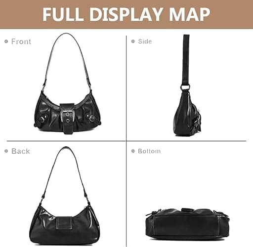 AFMKTICA Y2K Trendy Purse for Women, Leather Buckle Punk Hobo Clutch Purses Bags for Ladies Top Handle Shoulder Bag thumbnail 7