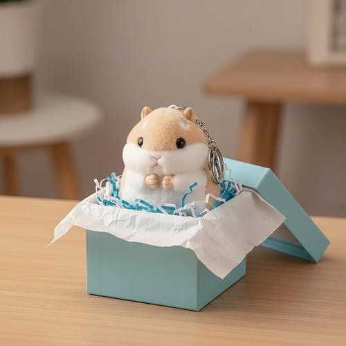 Jowxsx Cute Khaki Plush Hamster Keychain Plush Toy Keychain Charms Wallet Backpack Handbag Charms Automobile Keychains Automotive Trim Women's Key Rings and Keychains Automobile thumbnail 5