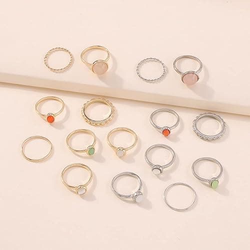 ItsStarred 7-19pcs Silver Star Moon Knuckle Ring Set for Women Vintage Stackable Midi Finger Rings Set thumbnail 5