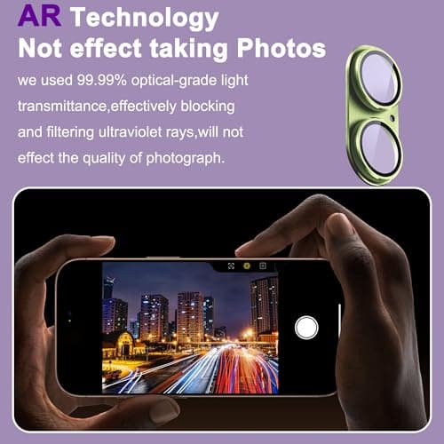 SHANG PIN JIA 2 Pack Camera Lens Protector for iPhone 17,[Not Easy to Breakn ] AR Tempered Glass Strong Adsorption Metal Camera Cover Screen-Light Green thumbnail 3