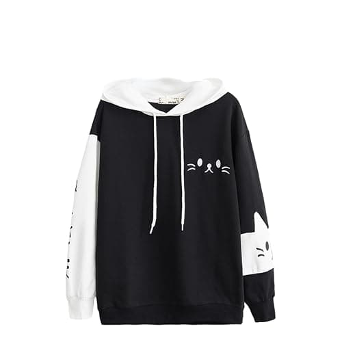 Feigujin Women Kawaii Cat Ear Hoodie Cute Japanese Anime Hooded Sweatshirt Preppy Meow Graphic Pullover Clothes Fall Winter - Image 1