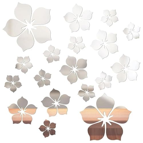 QEXUJOW Wandaufkleber,18 Stück Spiegel Wandaufkleber,DIY Kunst Wandtattoos,Verwendet für Die Hintergrunddekoration Von Schlafzimmer,Badezimmer,Zimmer,Wohnzimmer(Silber) - Image 1