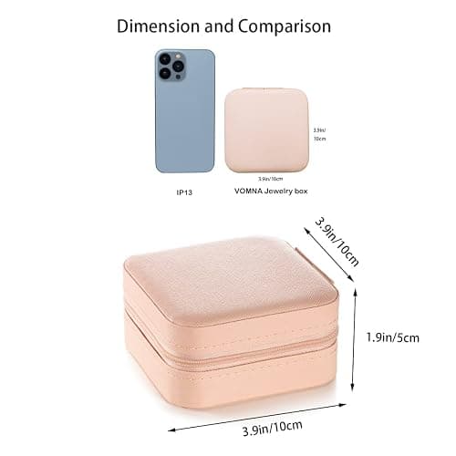 VOMNA Mini Jewelry Travel Case,Small Jewelry Box,Traveling Jewelry Organizer,Portable Jewellery Storage Holder for Rings Earrings Necklace Bracelet Bangle for Girls Women(Pink - 1 pack) thumbnail 3