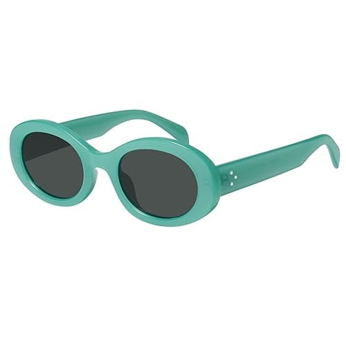 mosanana Oval Retro Trendy Sunglasses for Women 90s Style MS52371 - C9 Teal/Grey