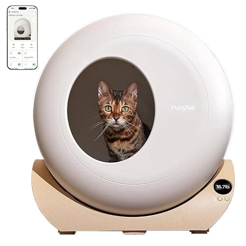 FurryTail Self Cleaning Litter Box with APP - Automatic Cat Litter Box for All Your Cats, Odor Control, Spacious Interior and Large Wastes Bin Capacity,Includes 40 Litter Bags - Image 1