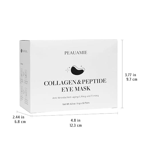 PEAUAMIE Under Eye Patches Collagen and Peptide Eye Mask for Dark Circles and Puffiness,Face Mask Skin Care Products 30 Pairs thumbnail 8