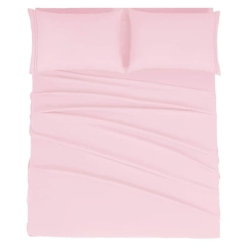 Mejoroom Full Size Sheet Set - Soft Microfiber Bed Sheets - Deep Pocket Fitted Sheet, Breathable, Wrinkle & Fade Resistant - 4 Piece (Full, Blush Pink) - Image 1