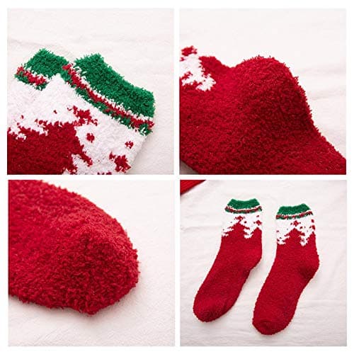 Gellwhu Christmas Fuzzy Socks for Women Girls Gifts Cute Fun Cozy Fluffy Winter Warm Slipper Xmas Holiday Socks thumbnail 5