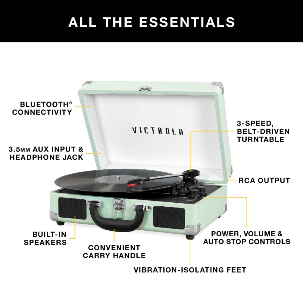 Victrola VSC-550BT-BK VSC-550BT-BK Tornamesa Bluetooth Portable Modelo Suitcase Color Negro, Una Talla thumbnail 2