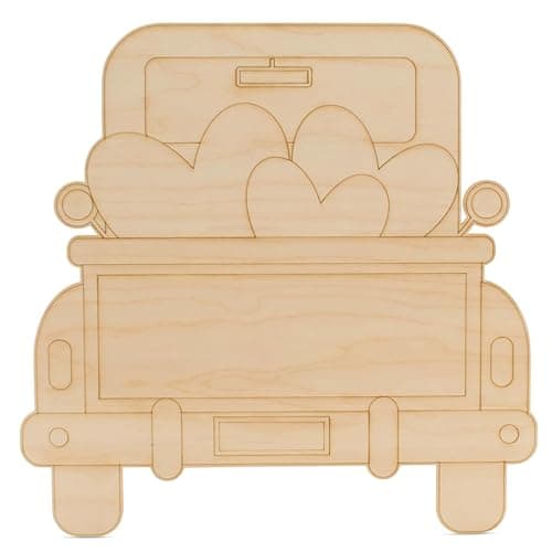 Beetle Car with Heart Cargo Wood Cutouts 6-inch, 1/8 inch Thick, Pack of 25 Mother's Day/Valentines Crafts for Gifts/Décor, by Woodpeckers - Image 1