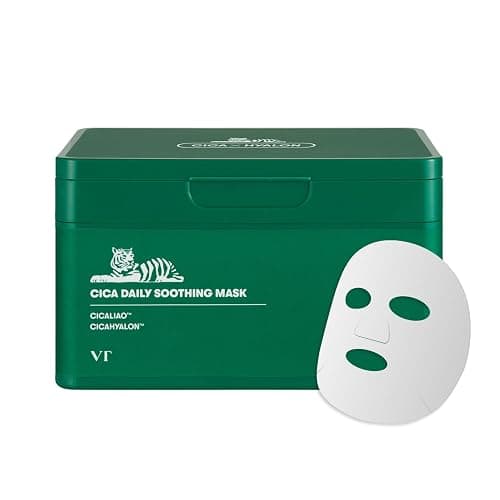 VT COSMETICS CICA Daily Soothing Mask 30 Sheets, Centella Asiatica & Hyaluronic Acid for Moisturizing & Hydrating, Instant Calm & Glow, Skin Softening Facial Mask, Korean Face Mask - Image 1