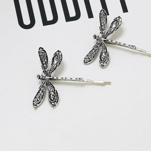 LALOCAPEYO 4 Pcs Of Antique Silver Retro One Line Dragonfly Hair Clip Dragonfly Bobby Barrettes Retro Hair Clip Metal Bobby Barrette Suitable for Various Occasions Such As Wedding Banquets and More thumbnail 4