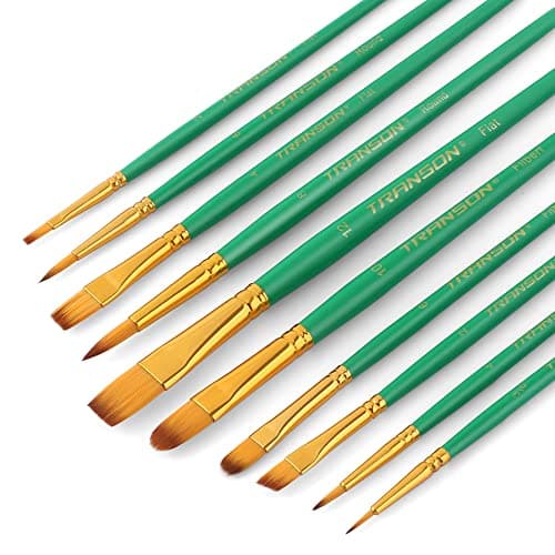 Transon 20pcs Artist Painting Brush Set for Acrylic Watercolor Gouache Hobby Craft Face Rock Painting Green thumbnail 5