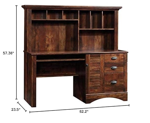 Pemberly Row Computer Desk and Hutch with CPU Storage and Keyboard Drawer, Curado Cherry thumbnail 3