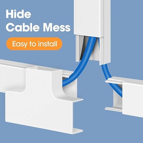 YesBes 116in Cord Hider Kit, Cord Covers for Wires on Wall, Paintable Cable Raceway, Cord Hider for Wall Mount tv, tv Cable Hider Wall kit, Wire Covers for Cords, W0.96in X H0.57in, White thumbnail 6