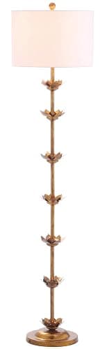 Safavieh FLL4003A Lighting Collection Landen Leaf 63.5" Antique Gold Floor Lamp, Metal - Image 1