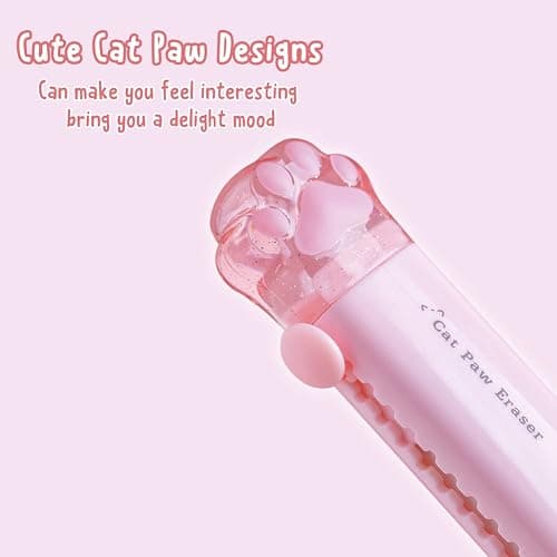 4 Pcs Cat Paw Retractable Erasers, Cute Cat Rubber for Kids, Push-Pull Rubber Eraser for Students Writing Office School Supplies thumbnail 3