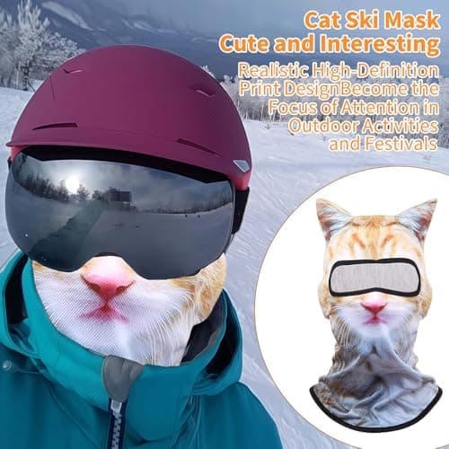 Ski Mask, 3D Cat Ski Mask Balaclava Sheisty Face Men Women for Outdoor | Cute Full Face Shiesty Mask Animal Ski UV Sun Protection Face Mask for Outdoor Hiking Riding Ski Raves Party thumbnail 2