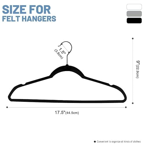 HOUSE DAY Black Velvet Hangers 60 Pack, Velvet Clothes Hangers Non Slip Felt Hangers, Heavy Duty Coat Hangers for Closet, Ultra Slim Hangers Black Hangers Space Saving Hangers for Suits, Shirt - 60 Pack - Black thumbnail 2