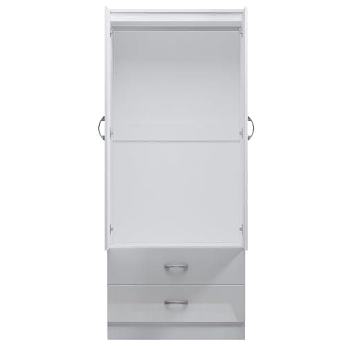 Harmin White Gloss Mirrorred 2 Door Soft close wardrobe with 2 drawers - height 180 cm x width 76 cm x depth 47 cm thumbnail 5