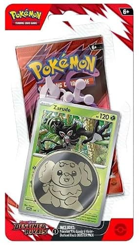 Pokemon TCG Trading Card Game Scarlet and Violet Destined Rival Single Pack Booster with Coin and Promo Card (Zarude) - Image 1