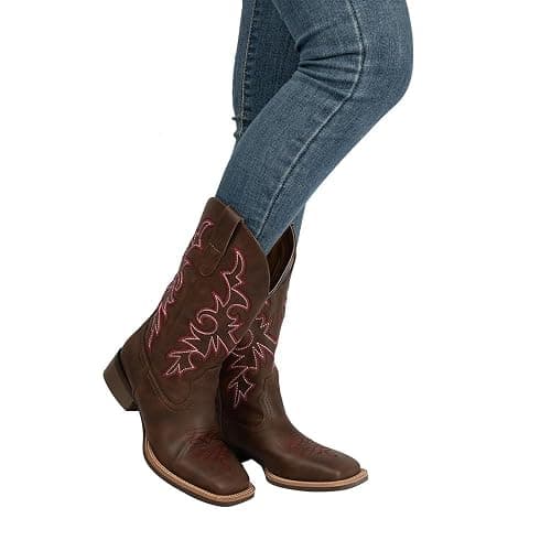 J's.o.l.e Western Wide Calf Cowboy Boots Women Wide Width Square Toe Cowgirl Boots Embroidered Riding Black Brown Boot thumbnail 2