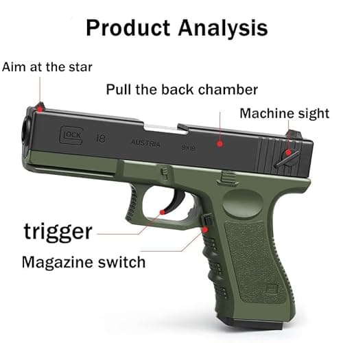 Toy gun with soft bullets, toy gun with ejectable magazine for safety training or play - unique gift (green) thumbnail 5