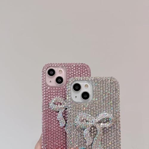 Threesee for iPhone 14 Bling Glitter Case,3D Cute Bow Diamond Women Girls Cover Luxury Shiny Sparkle Crystal Rhinestone Gems Bumper Phone Case for iPhone 14 6.1 inch thumbnail 9
