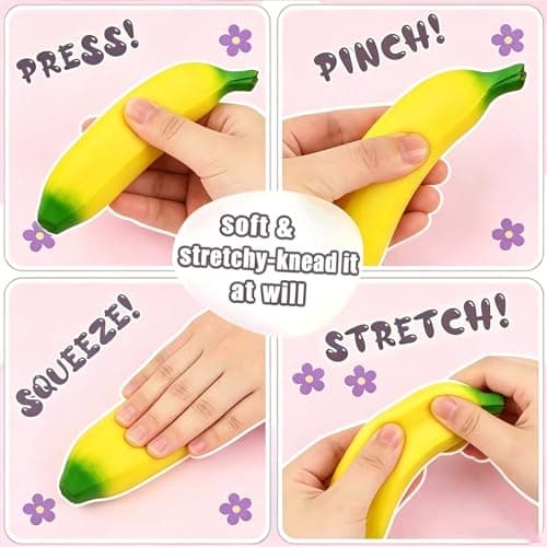 Banana Squishy Toy, Squishy Banana Fidget Toy for Adults, Banana Squeeze Toys for Stress Relief and Energy Enhancement thumbnail 3