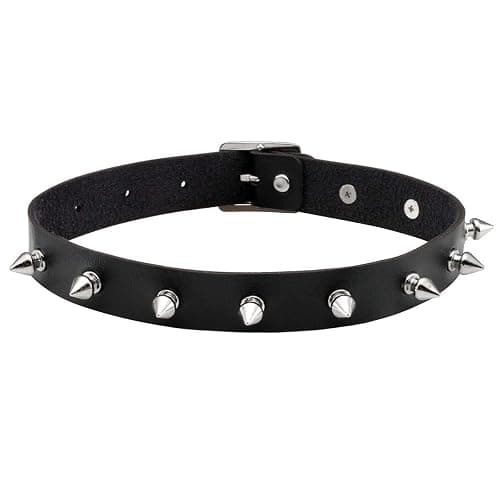 Eigso Vintage Punk Goth Studded Rivet Pu Leather Collar Choker Necklace with Spikes Adjustable - Image 1