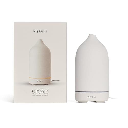 Vitruvi Stone Diffuser, Ceramic Ultrasonic Essential Oil Diffuser for Aromatherapy, White, 90ml Capacity thumbnail 6