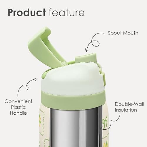 Lemon Stainless Steel Water Bottle, Vacuum Insulated, Push-Button Lid, 32 oz, Gifts for Women Girls Friends Teens Birthday Christmas thumbnail 3