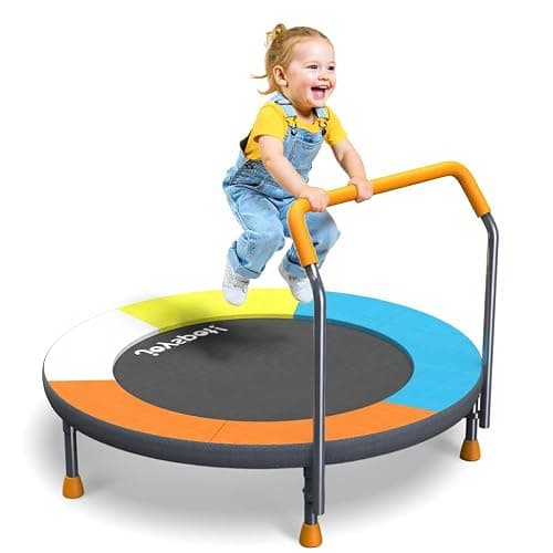 3FT Foldable Trampoline for Kids - 36” Mini Small Trampoline with Handle Bar, Height-Adjustable, Max Load 100LBS, Ideal for Toddler Baby Jumping Mats & Outdoor Workout Adventures - 36" Toddler Trampoline - Image 1