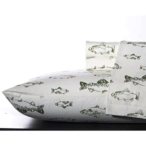Eddie Bauer - Flannel Sheets Full Size, Anti-Pilling & Wrinkle Resistant Cotton, Touchably Soft for All-Season Comfort - Bed Sheets with Matching Pillowcases & Fitted Sheet (School of Fish Green) thumbnail 2