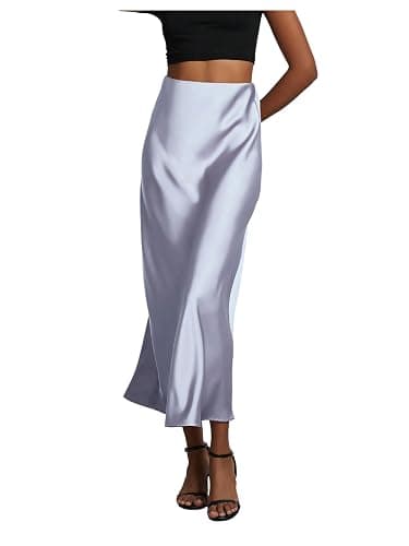 SHENHE Women's Satin Maxi Skirts High Waisted A Line Long Skirts Elegant Office Skirts - Image 1