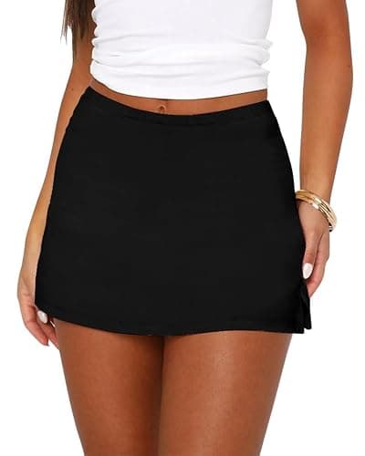 GVAOO Black Mini Skorts Women's Skirt with Shorts Side Slit Stretchy Bodycon Y2k 2025 Sports Daily Going Out - Image 1