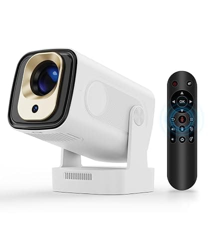 Magcubic Mini Smart Projector with 4K Support, Portable Projector with WiFi and Bluetooth, 5W Speaker, Built in Apps, Voice Control, Outdoor Movie Projector (White) - Image 1