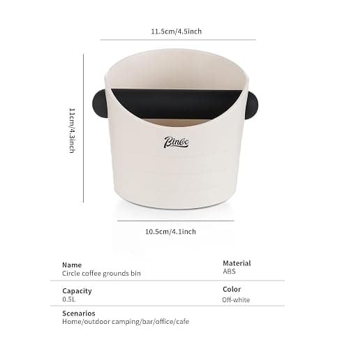 Bincoo Small Coffee Knock Box 4.5 Inch - Espresso Knock Box Accessories for Coffee Grounds Container - Multifunctional, Suitable for Home & Bar.(Off-white) thumbnail 3