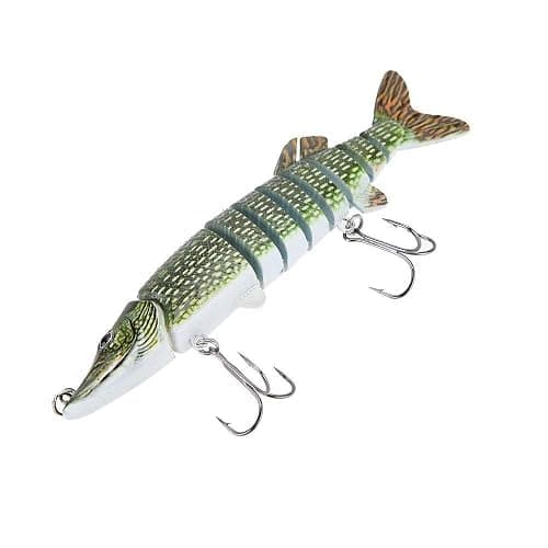 U-K 5 Inches/12.5 cm 20 G Realistic Multi-Articulated Fishing Lure 9-Segment Pike Maskinonge Swimbait Crankbait Hard Fish Lures with Two Triple Hooks Environmentally Friendly & Durable thumbnail 3