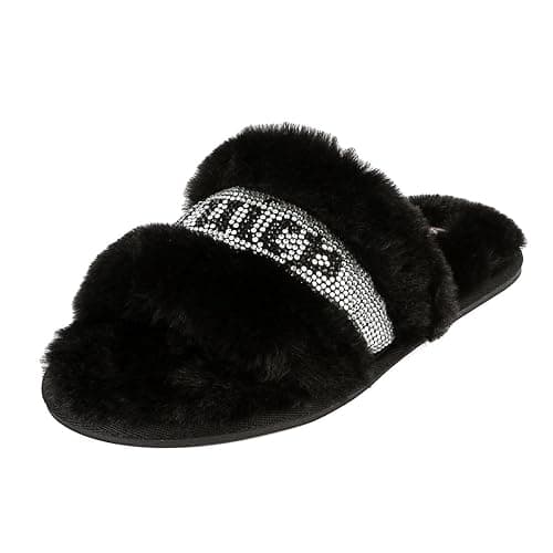 Juicy Couture Women's Plush Faux Fur Slippers – Cozy Open-Toe Slides, Soft Indoor/Outdoor House Shoes - Image 1