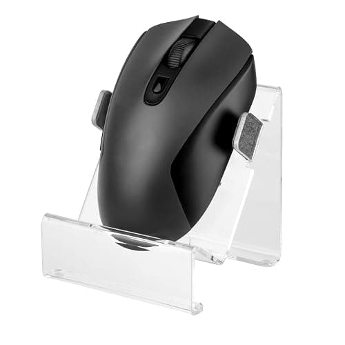 CaSZLUTION Acrylic Mouse Holder Stand, Desktop Vertical Mount Stand Base | Universal PC Gaming Mouse Organizer, Stable Storage Holder for Wired Wireless Mouse, Display & Space Saving Design, Clear - Image 1