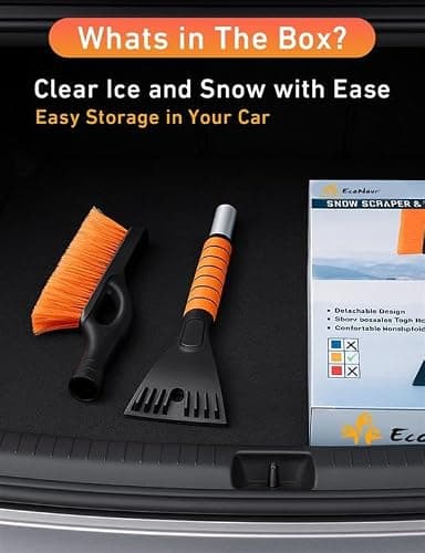 EcoNour 27" Aluminum Ice Scrapers for Car Windshield | Car Snow Scraper Window and Snow Brush with Ergonomic Foam Grip Winter Accessories (Orange) thumbnail 6