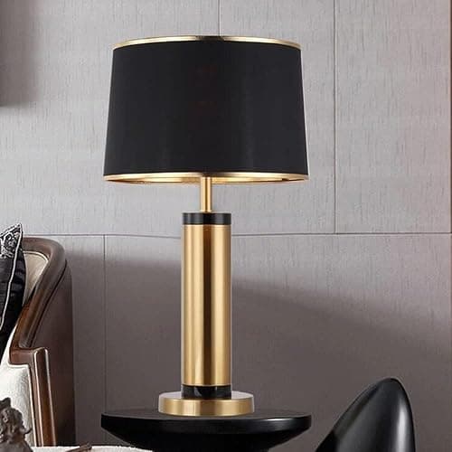 Mengjay Lampe de table Métal moderne, Lampe de chevet, abat-jour blanc ou noirLampe de table，Elle convient très bien comme lampe de lecture dans la chambre à coucher, le salon et le bureau - Image 1