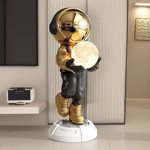 JUNTHORB Astronaut Statue, Spaceman Sculpture, Home Decor Sculpture, Cool Metal mask Decoration, Large Spaceman Figurine Decoration - Image 1