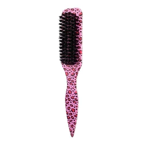 Hair Brush, Smoothing Ponytail Brush, Soft Boar Bristles, For Men and Women, Sleek Design, Edge Control and Teasing (Pink Leopard) - Image 1