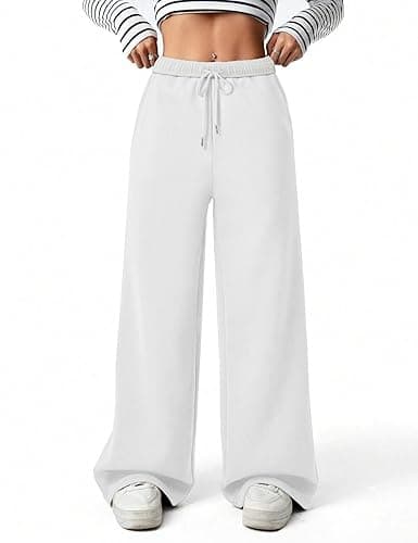 FACDIBY Women's Fleece Wide Leg Sweatpants Winter Warm Thermal Straight Leg Sweat Pants with Pockets thumbnail 5