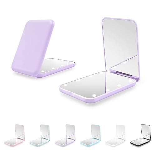 Kakuje Compact Mirror, 1X/3X Magnification LED Pocket Mirror with Nternal BIattery, Mini Mirror for Purse, Pocket,Travel and Present (Purple) - Image 1