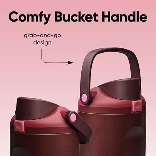 Owala FreeSip Sway Insulated Stainless Steel Water Bottle with Two-Way Spout, Built-In Straw and Bucket Handle, Made for Travel, School, and Sports, 40oz, BPA Free, Leak Proof, Black Cherry thumbnail 8